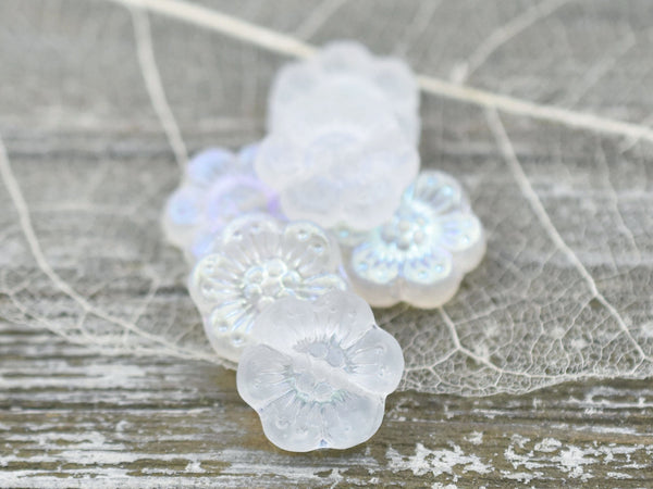Flower Beads - Czech Glass Beads - Czech Glass Flowers - Picasso Beads - Wildflower Beads - 14mm Flower - 6pcs - (B297)