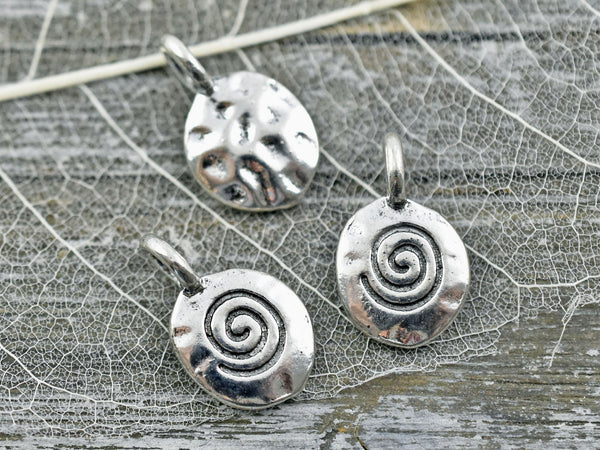 *10* 19x11m Antique Silver Spiral Tag Charms