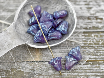 Lily Flower Beads - Czech Glass Beads - Picasso Beads - Lily Beads - Tulip Beads - Vintage Style - 10x9mm - 10pcs - (478)