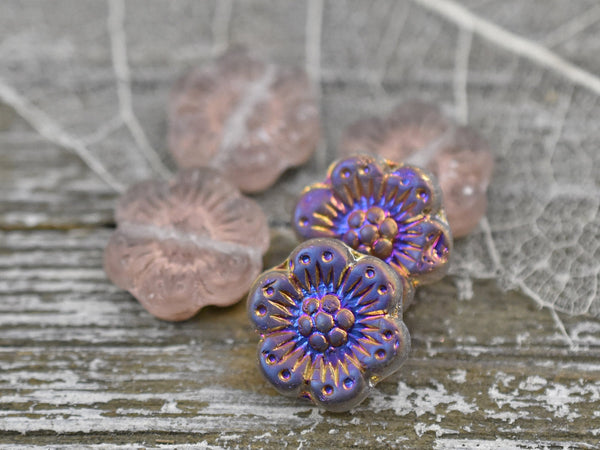 Flower Beads - Czech Glass Beads - Czech Glass Flowers - Picasso Beads - Wildflower Beads - 14mm Flower - 6 or 12pcs