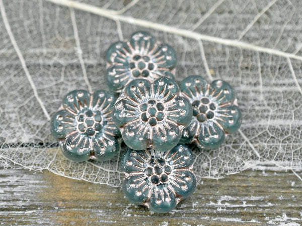 Czech Glass Beads - Flower Beads - Picasso Beads - Wildflower Beads - Czech Glass Flowers - 14mm - 6pcs - (B279)