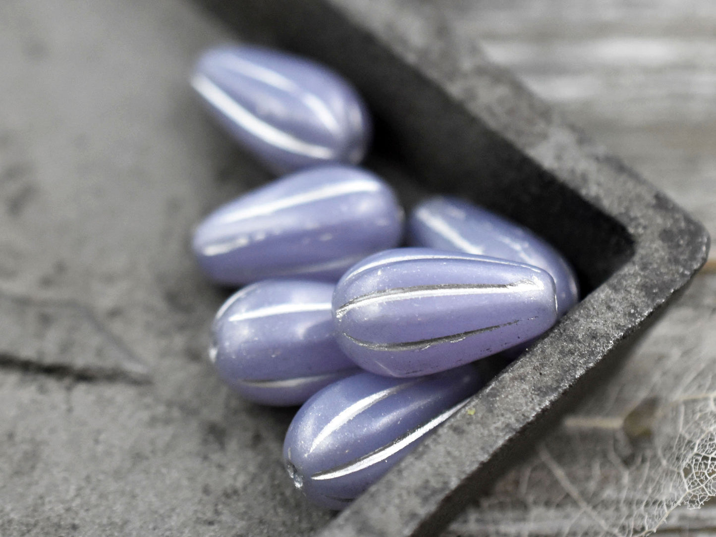 Czech Drop Beads - Czech Glass Beads - Teardrop Beads - Picasso Beads - Purple Beads - 6pcs - 15x8mm - (A191)
