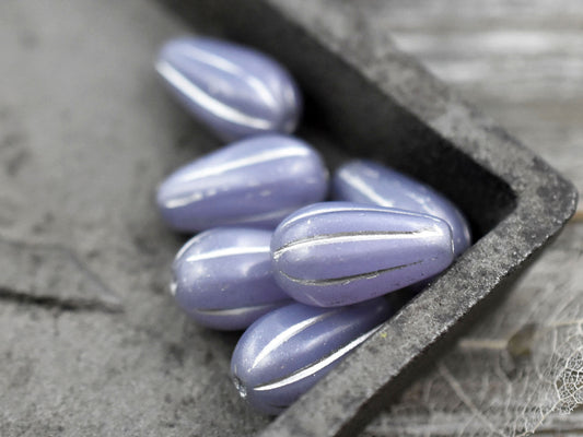 Czech Drop Beads - Czech Glass Beads - Teardrop Beads - Picasso Beads - Purple Beads - 6pcs - 15x8mm - (A191)