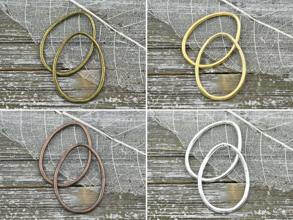 Metal Connectors - Hammered Links - Teardrop Connectors - Artisan Findings - 38x28nn - 6pcs - Choose Your Color