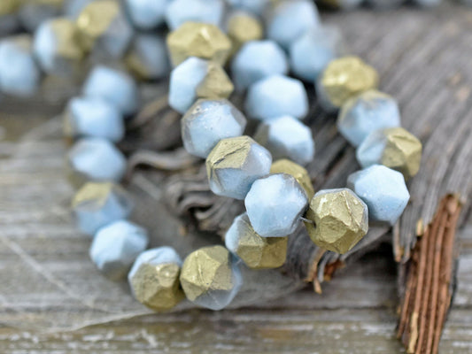 Czech Glass Beads - English Cut Beads - Round Beads - Antique Cut Beads - Etched Beads - 10mm - 10pcs - (5209)