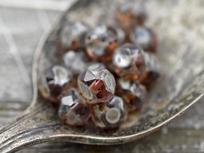 Czech Glass Beads - Picasso Beads - Central Cut Beads - Round Beads - Central Cut - Czech Beads - 8mm - (A728)