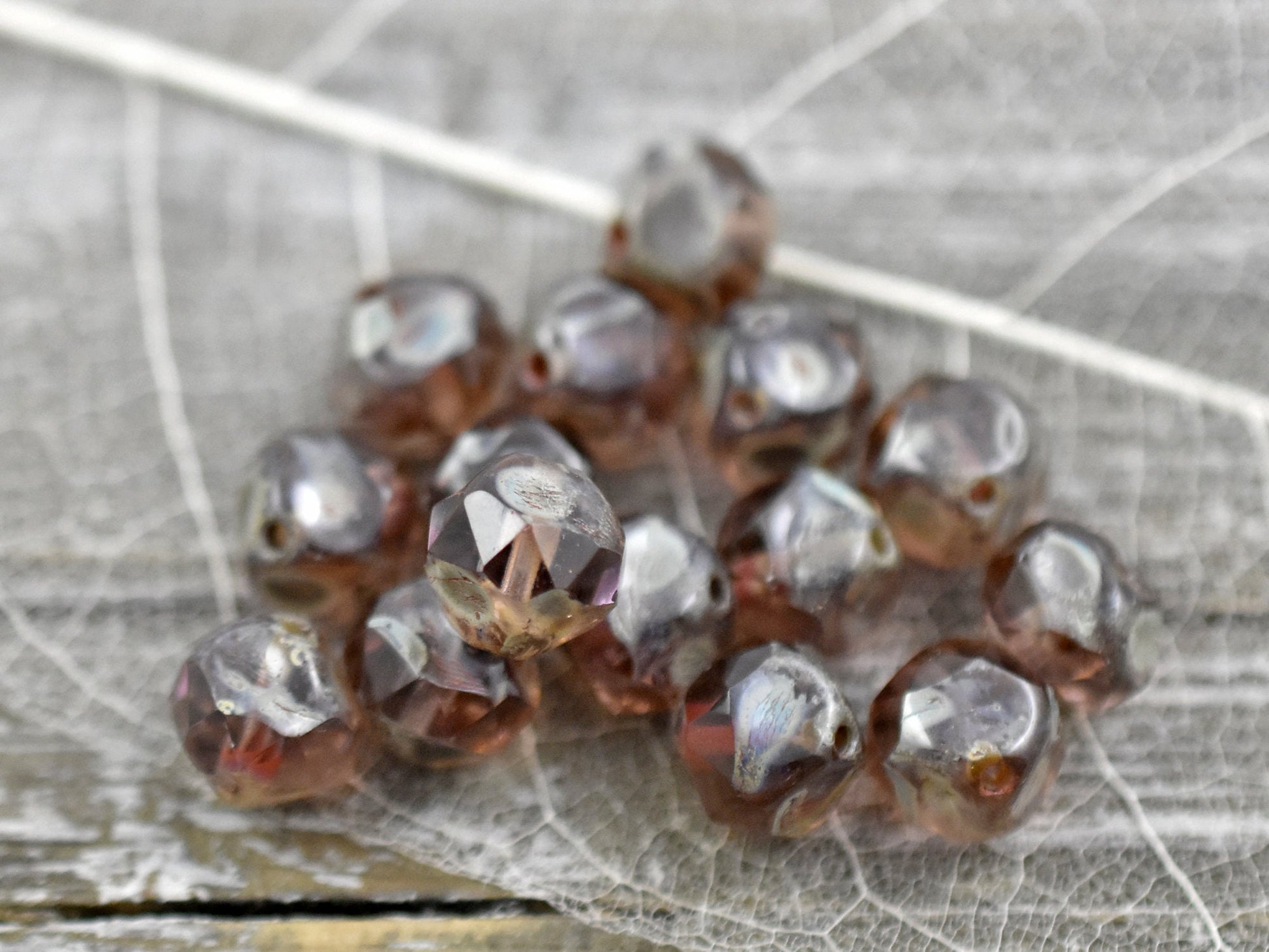 Czech Glass Beads - Picasso Beads - Central Cut Beads - Round Beads - Central Cut - Czech Beads - 8mm - (A728)