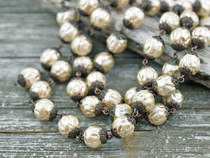 Czech Pearl Chain - Beaded Chain - Czech Glass Pearls - Sold by the foot - (CH1)