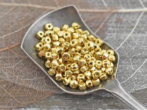 Czech Glass Beads - Micro Spacers - Gold Spacer Beads - 24k Gold Beads - Glass Spacers - 2x3mm - Choose your quantity