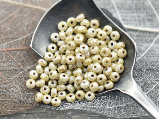 Czech Glass Beads - Micro Spacers - Spacer Beads - Picasso Bead - Glass Spacers - 2x3mm - 100pcs - (1581)