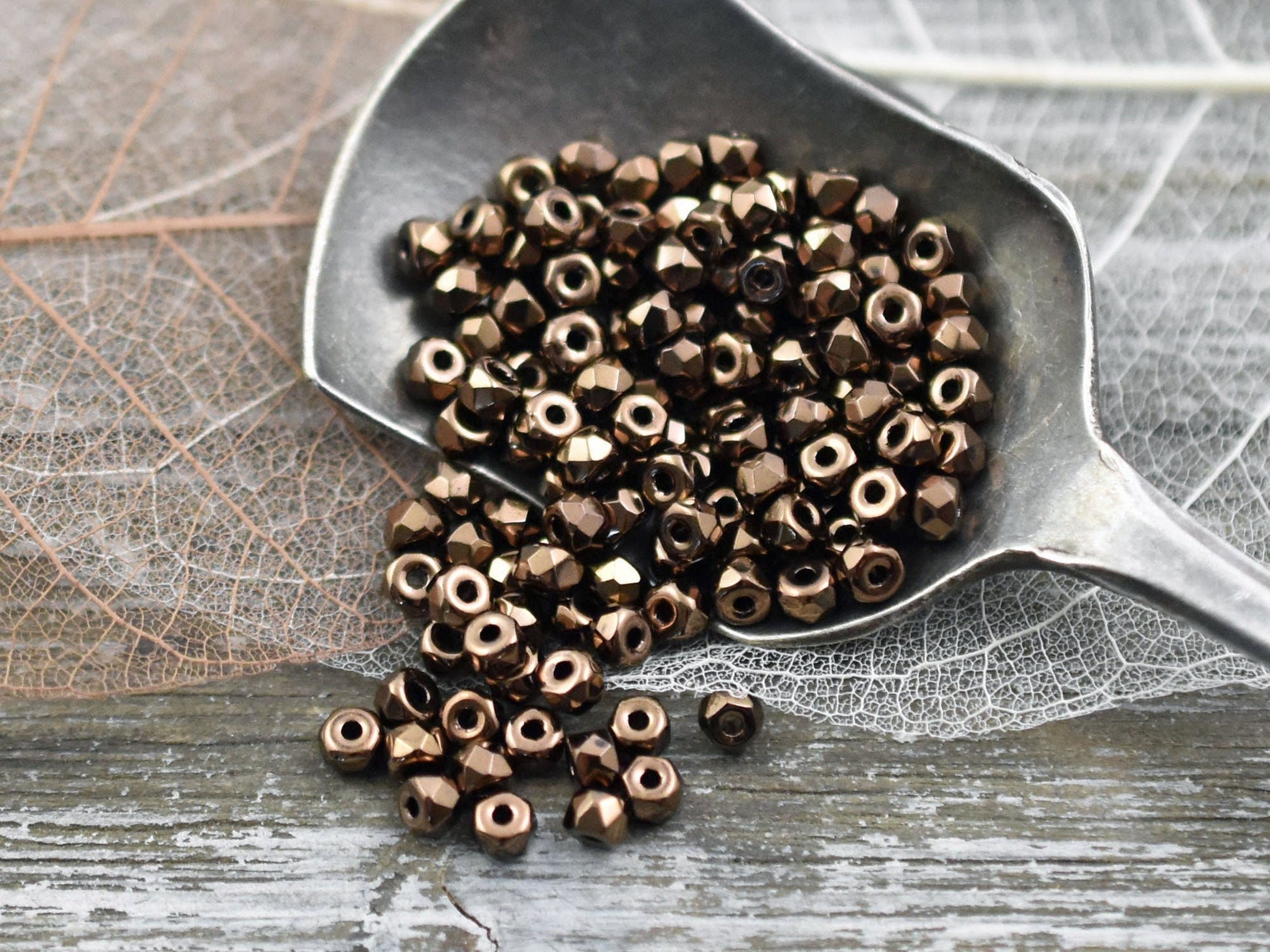 Czech Glass Beads - Micro Spacers - Bronze Spacer Beads - Glass Spacers - 2x3mm - 100pcs - (1301)