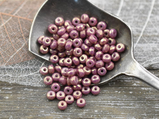 Czech Glass Beads - Micro Spacers - Glass Spacers - Purple Beads - 2x3mm - 100pcs - (3248)