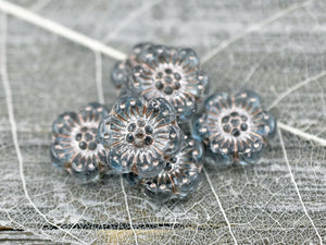 Czech Flower Beads - Czech Glass Beads - Wild Flower Beads - Picasso Beads - Wild Rose Flower - 14mm - 6pcs - (3167)