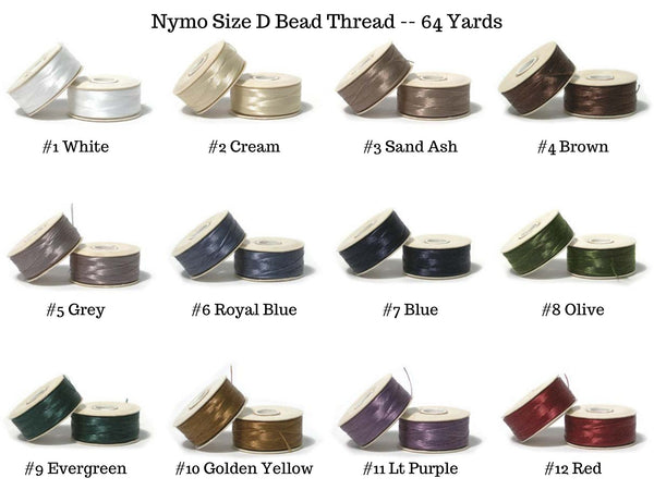 Nymo Bead Thread - Beading Thread - Size D Thread - 64 Yard Spool - Choose Your Color