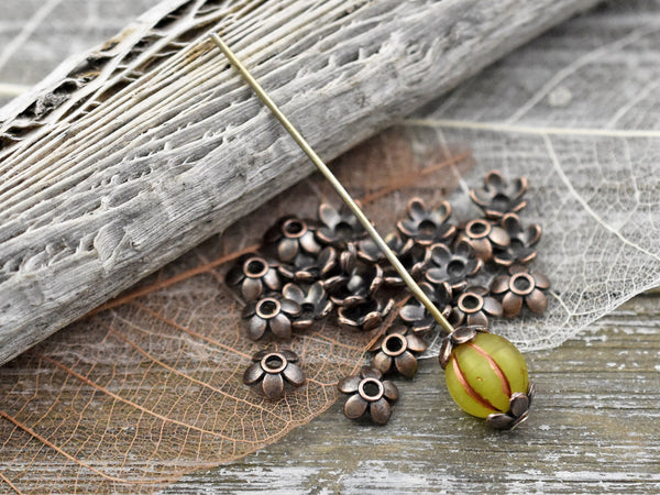 6mm Antique Copper Flower Bead Caps -- Choose Your Quantity