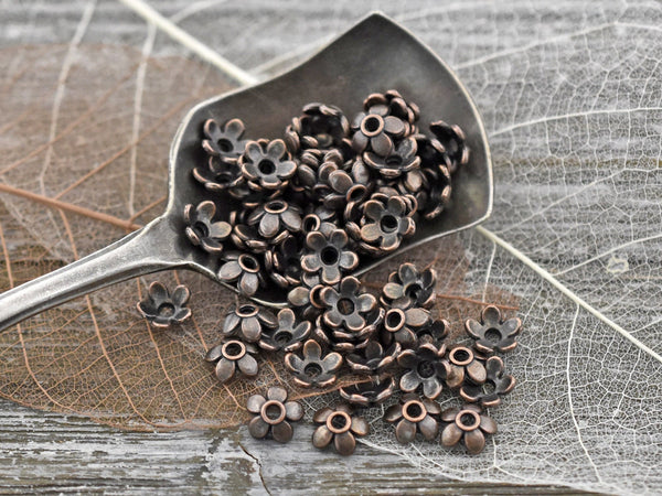 6mm Antique Copper Flower Bead Caps -- Choose Your Quantity