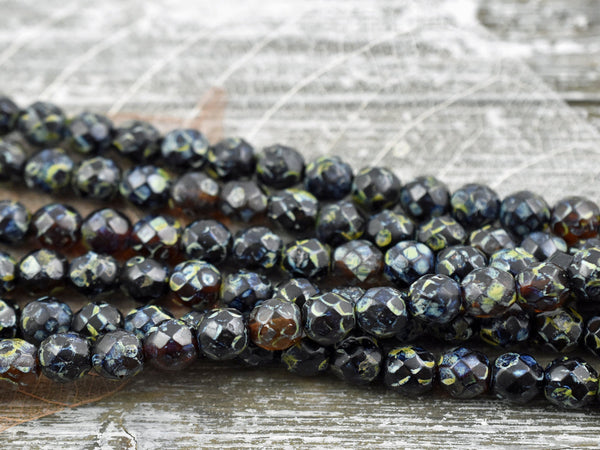 Picasso Beads - Vintage Czech Glass - Fire Polished Beads - Czech Glass Beads - 8mm Beads - 16pcs (B319)