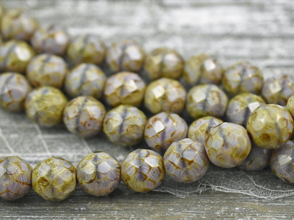 Picasso Beads - Czech Glass Beads - 12mm Beads - Fire Polished Beads - Round Beads - Chunky Beads - 6pcs (B912)
