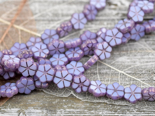 Czech Glass Beads - Flower Beads - Daisy Beads - Purple Flower Bead - 10mm - 10pcs (4611)