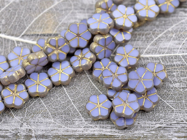 Czech Glass Beads - Flower Beads - Daisy Beads - Purple Flower Bead - 10mm - 10pcs (4620)