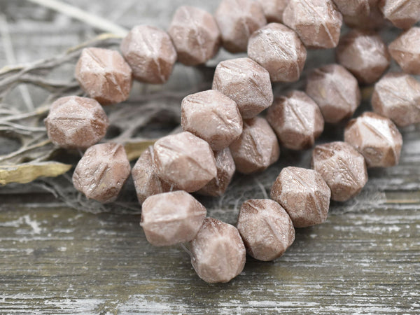 Czech Glass Beads - English Cut Beads - Antique Cut Beads - Round Beads - Pink Beads - 10mm - 10pcs - (B671)