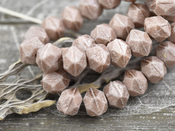 Czech Glass Beads - English Cut Beads - Antique Cut Beads - Round Beads - Pink Beads - 10mm - 10pcs - (B671)