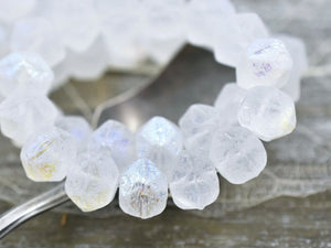 Czech Glass Beads - Etched Beads - English Cut Beads - Round Beads - Clear Beads - 10mm Beads - 10pcs - (B245)