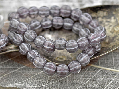 Large Hole Beads - Czech Glass Beads - Melon Beads - 3mm Hole Beads - 8mm Beads - Round Beads - 10pcs - (A393)