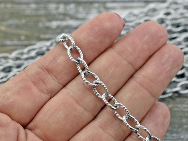 9x6mm Oval Stainless Steel Cable Chain -- Sold by the foot