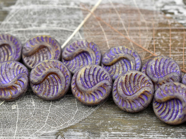 Picasso Beads - Czech Glass Beads -  Fossil Beads - Focal Beads - Large Coin Beads - 19mm - 2pcs (1568)