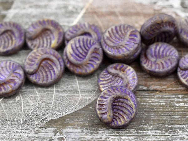 Picasso Beads - Czech Glass Beads -  Fossil Beads - Focal Beads - Large Coin Beads - 19mm - 2pcs (1568)