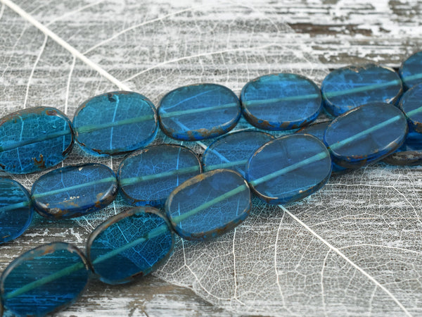 Picasso Beads - Czech Glass Beads - Vintage Beads - Oval Beads - Focal Beads - Chunky Beads - 4pcs - 14x19mm - (B317)