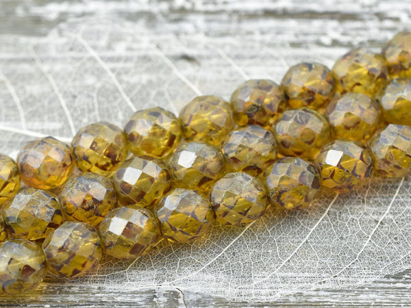 Vintage Czech Glass - Picasso Beads - Fire Polished Beads - Round Beads - Large Glass Beads - 12mm - 6pcs - (6171)