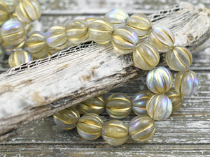 Melon Beads - Czech Glass Beads - Round Beads - Bohemian Beads - Picasso Beads -  Choose Your Size