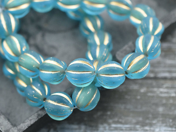 Czech Glass Beads - Melon Beads - Round Beads - Fluted Round - Picasso Beads - Choose Your Size