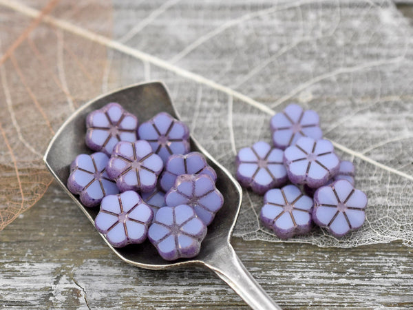 Czech Glass Beads - Flower Beads - Daisy Beads - Purple Flower Bead - 10mm - 10pcs (4611)