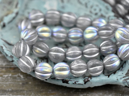 Melon Beads - Czech Glass Beads - Round Beads - Bohemian Beads - Picasso Beads - Choose Your Size (B439)