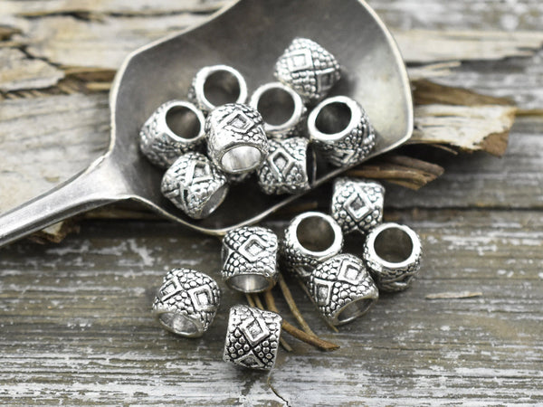 *20* 6x7mm Antique Silver Large Hole Beads
