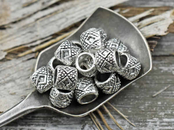 *20* 6x7mm Antique Silver Large Hole Beads