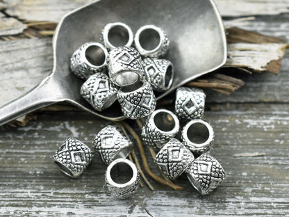 *20* 6x7mm Antique Silver Large Hole Beads