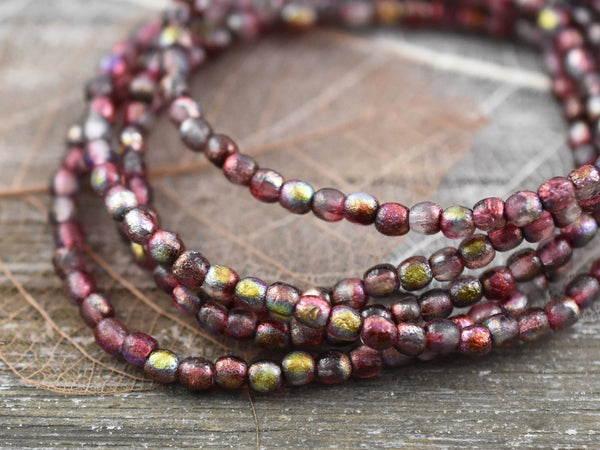 Czech Glass Beads - Round Beads - 3mm Beads - 3mm Druk - Druk Beads - Small Beads - 50pcs - (4572)