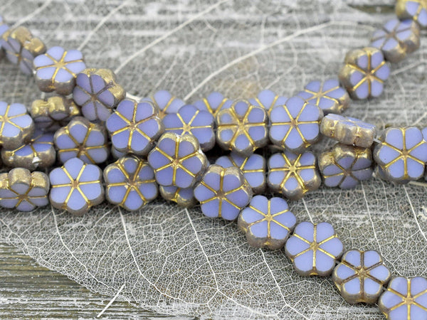 Czech Glass Beads - Flower Beads - Daisy Beads - Purple Flower Bead - 10mm - 10pcs (4620)