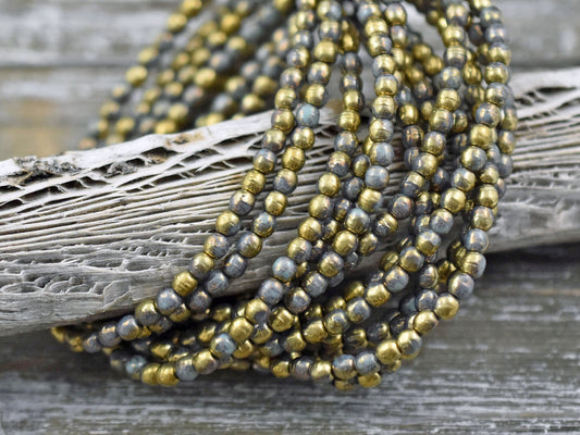 Czech Glass Beads - 3mm Beads - Round Beads - 3mm Druk - Druk Beads - Small Beads - 50pcs - (4573)