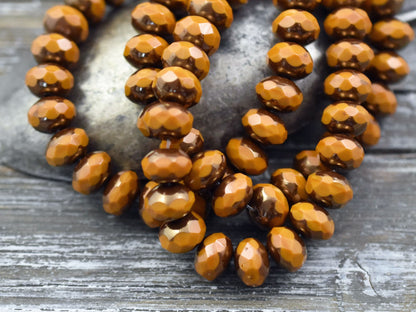 Czech Glass Beads - Picasso Beads - Rondelle Beads - Fire Polish Beads - 6x8mm - 25pcs (A201)