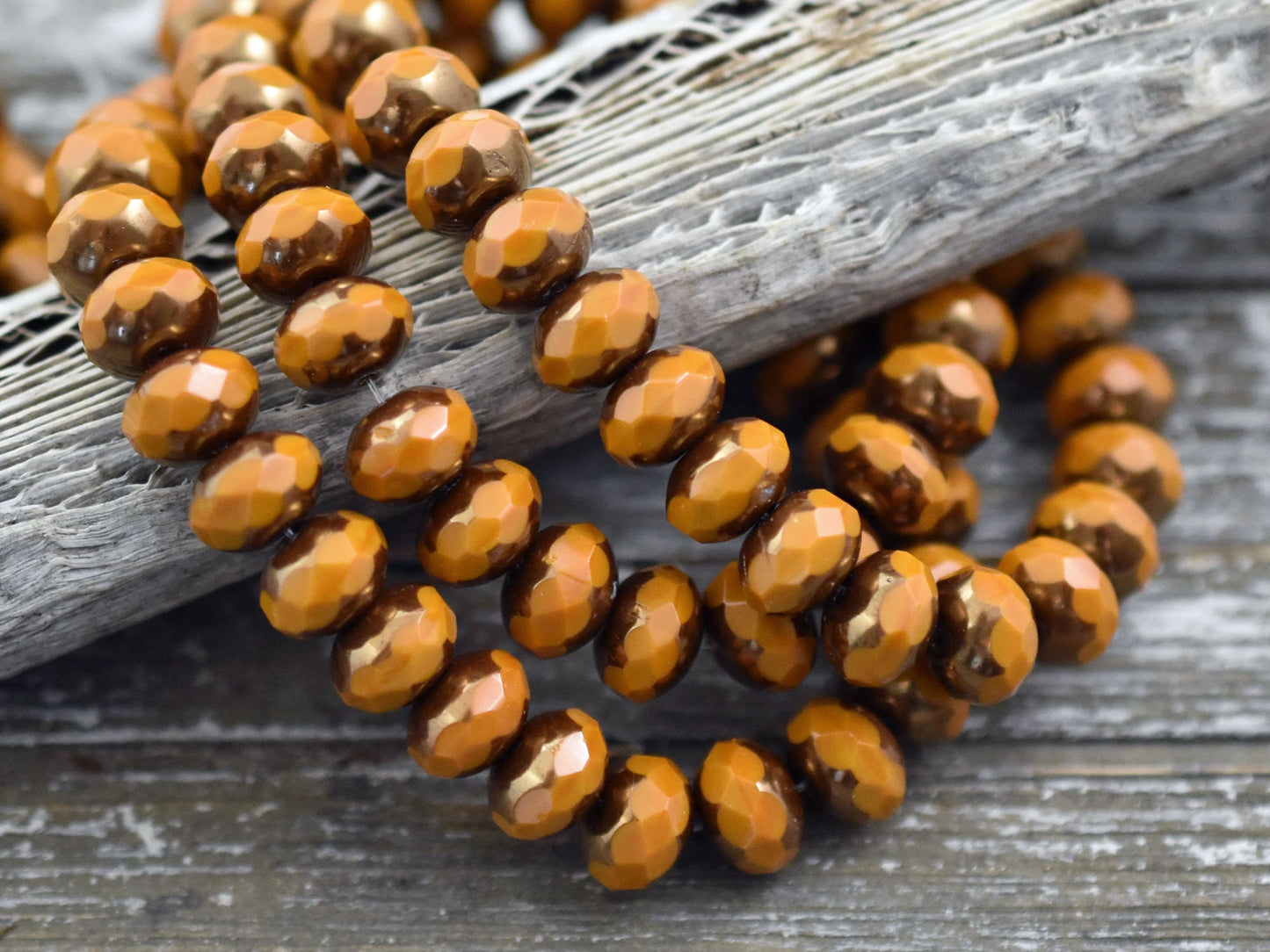 Czech Glass Beads - Picasso Beads - Rondelle Beads - Fire Polish Beads - 6x8mm - 25pcs (A201)