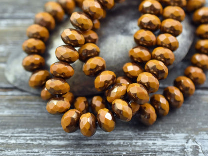 Czech Glass Beads - Picasso Beads - Rondelle Beads - Fire Polish Beads - 6x8mm - 25pcs (A201)