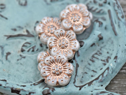 Flower Beads - Czech Glass Beads - Picasso Beads - Wildflower Beads - Wild Rose Beads - 14mm - 6pcs - (5598)