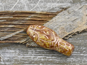 Picasso Beads - Czech Glass Beads - Snake Beads - Czech Snake Bead - Snake Head Bead - 30x12mm - 4pcs - (2710)