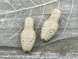 Czech Glass Beads - Snake Beads - Czech Snake Bead - Snake Head Bead - Picasso Beads - 30x12mm - 4pcs - (a625)