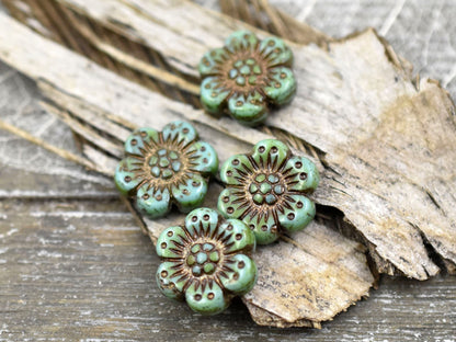 Picasso Beads - Czech Glass Beads - Flower Beads - Floral Beads - Wildflower Beads - Czech Glass Flowers - 14mm - 6pcs - (4585)